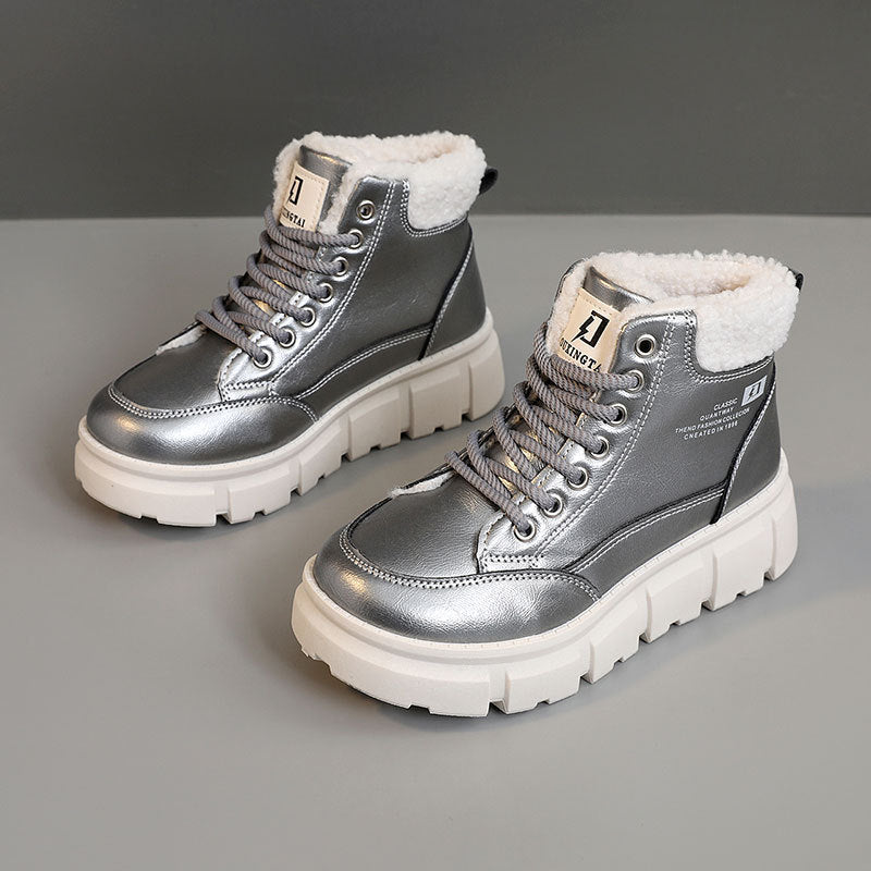 Damen High-Top Winterstiefel mit isolierendem Kunstfellfutter und rutschfester Sohle R&B
