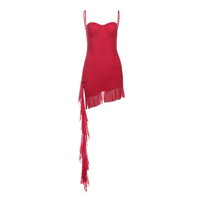 Damen Festliches Kleid mit asymmetrischem Saum und verführerischem Design R&B