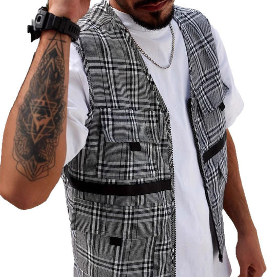 Herren stylischer Utility-Weste mit mehreren Taschen R&B