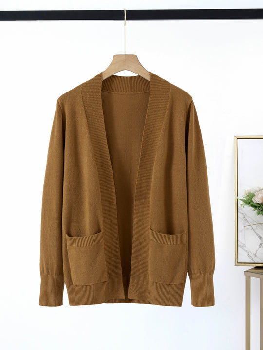 Damen gemütlicher Strickcardigan mit praktischen Taschen und offenem Schnitt R&B