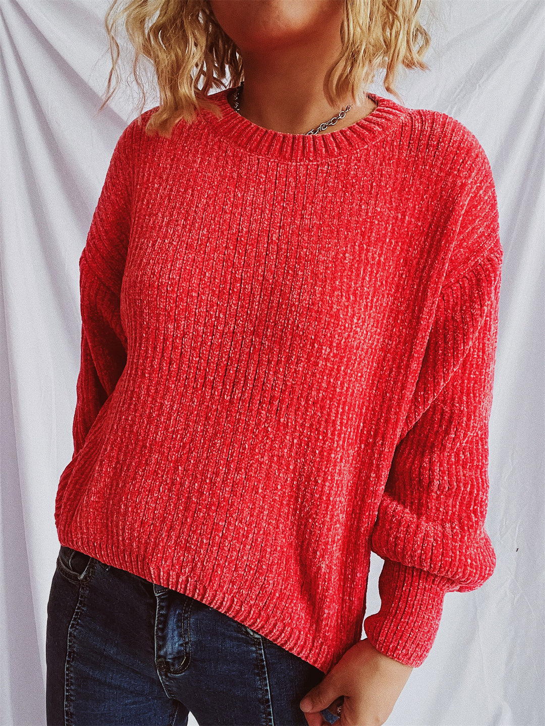 Damen Grobstrickpullover mit weitem Schnitt und strukturiertem Design R&B