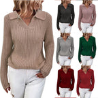 Damen Strickpullover mit modernem Kragen und strukturiertem Design R&B
