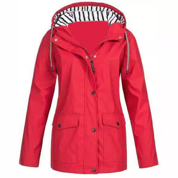 Damen nan wasserdichter Parka mit Kapuze, Kordelzug und aufgesetzten Taschen R&B
