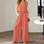 Damen Luftiger Jumpsuit mit weitem Bein und verstellbarem Taillenbund R&B