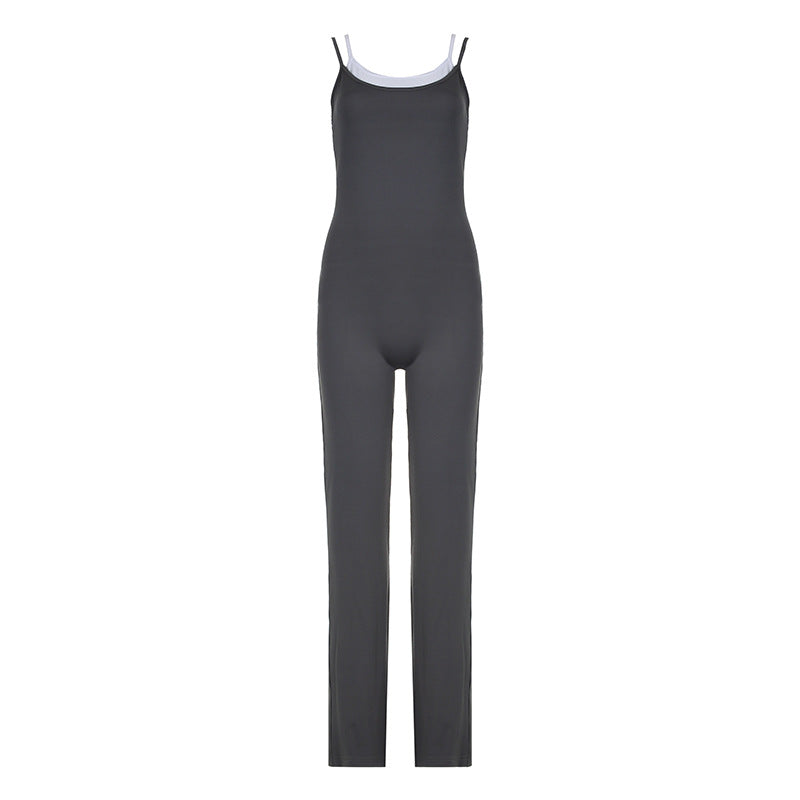 Damen Jumpsuit mit eleganten Streifen und verstellbaren Trägern R&B