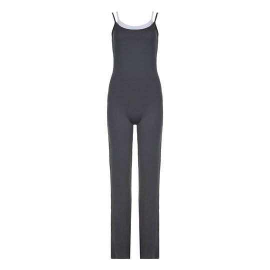 Damen Jumpsuit mit eleganten Streifen und verstellbaren Trägern R&B