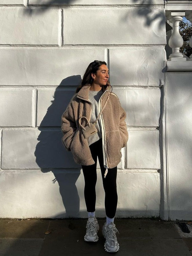 R&B | Winter Teddy Mantel - mit Reißverschluss