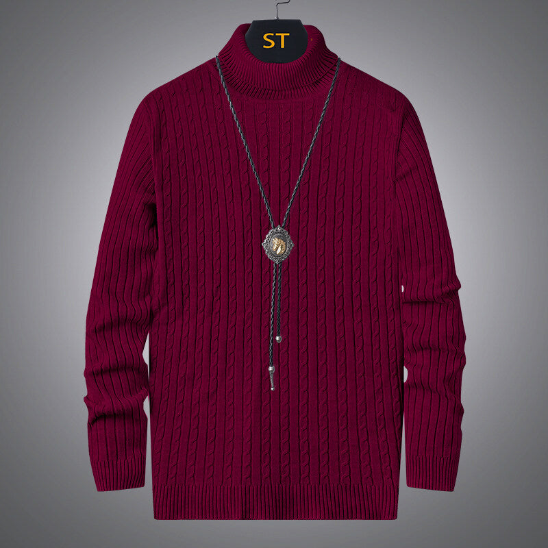 Herren Rollkragenpullover mit strukturiertem Zopfmuster R&B
