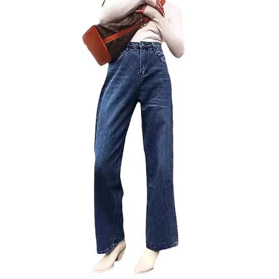 Damen weite Hochtaillen-Jeans mit komfortablem Sitz und lässigem Stil R&B