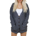 Damen Grobstrick-Cardigan mit klassischem V-Ausschnitt und praktischen Taschen R&B