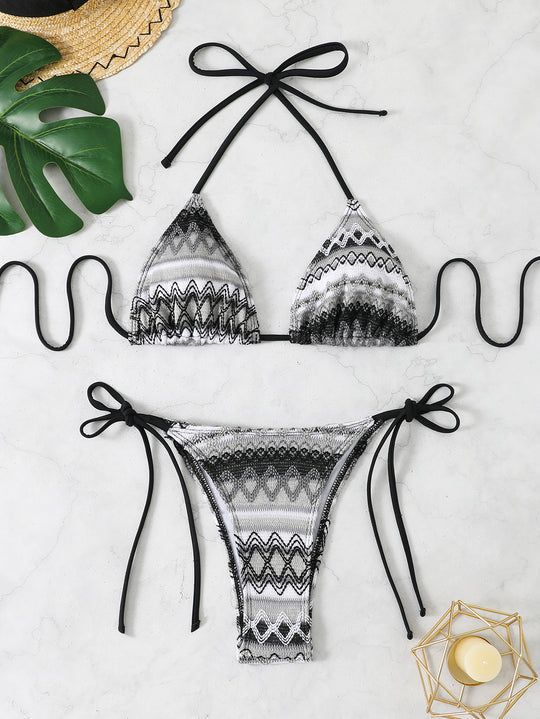 Damen Triangel-Bikini mit buntem Ethno-Muster R&B