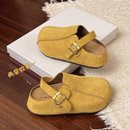 Damen bequeme Clogs aus hochwertigem Wildleder mit verstellbarem Schnallenverschluss R&B