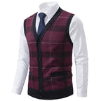 Herren elegante Strickjacke mit modernem Karomuster R&B