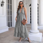Damen Maxikleid mit V-Ausschnitt und Volants R&B