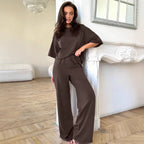 Damen lockeres Lounge-Set mit Knoten-Details und elastischer Taille R&B
