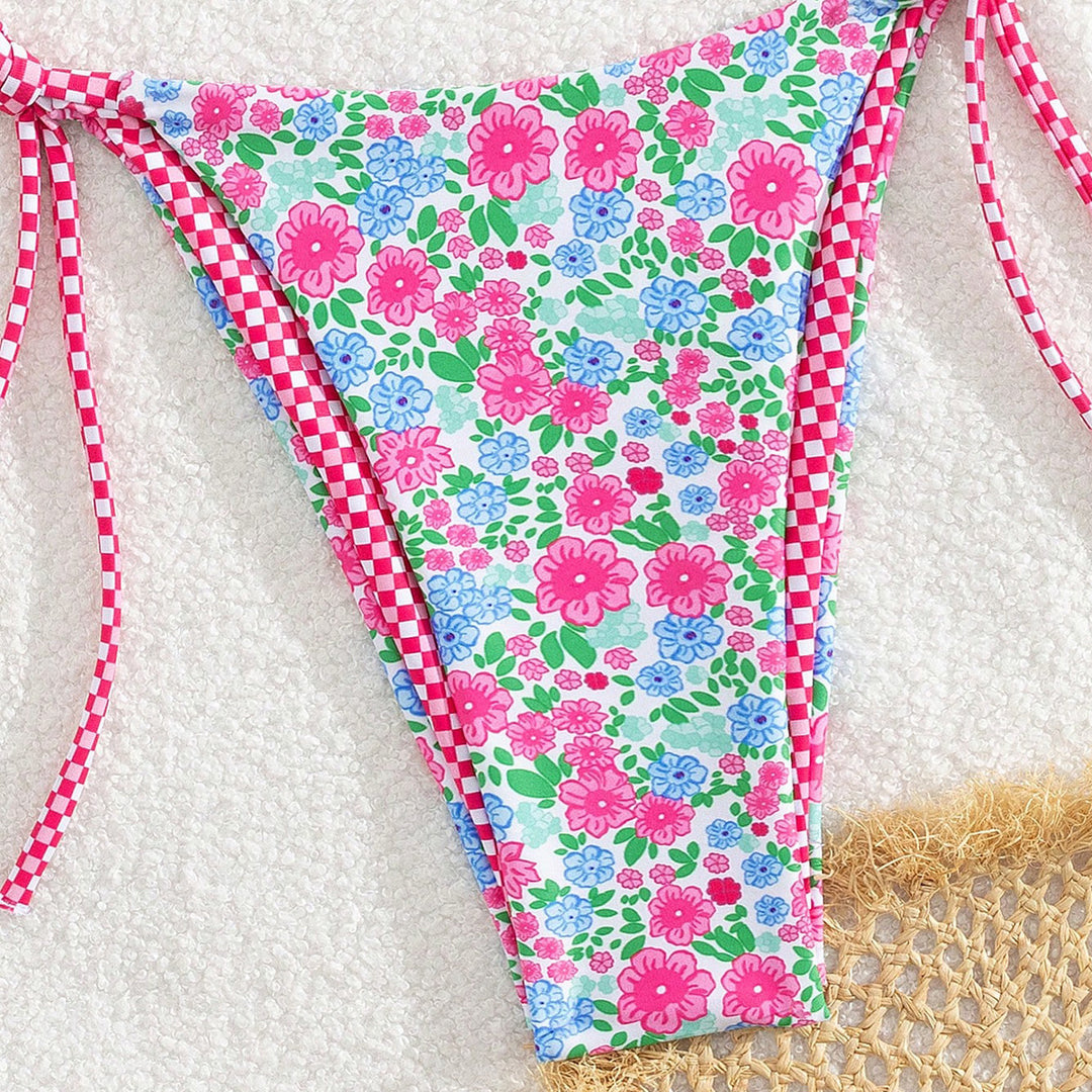 Damen Floral Bikini mit verstellbaren Bindegurten R&B