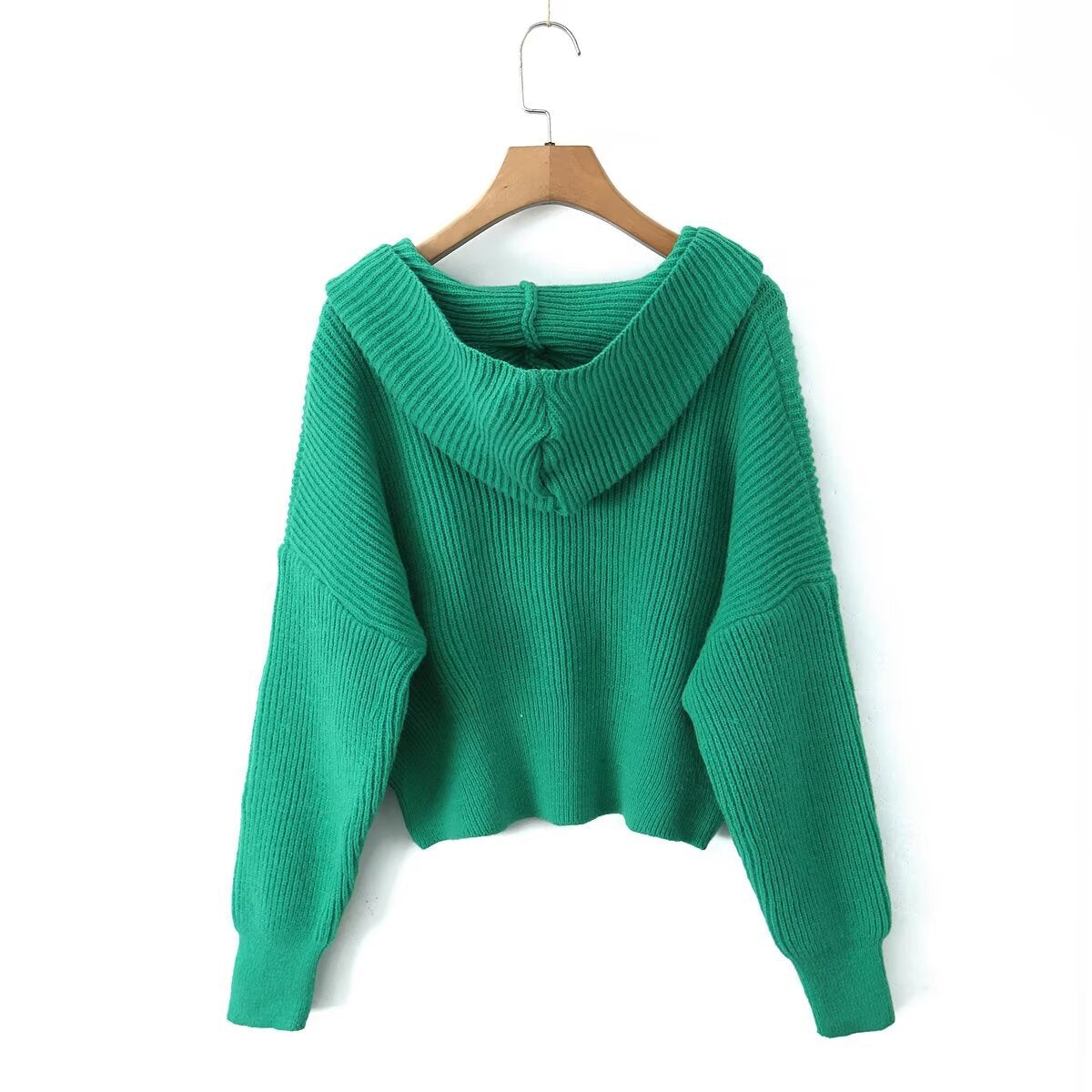 Damen lässige Strickjacke mit Kapuze und praktischen Taschen R&B