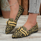 Damen Mokassins mit modischem Leopardenmuster und elegantem Schleifenakzent R&B