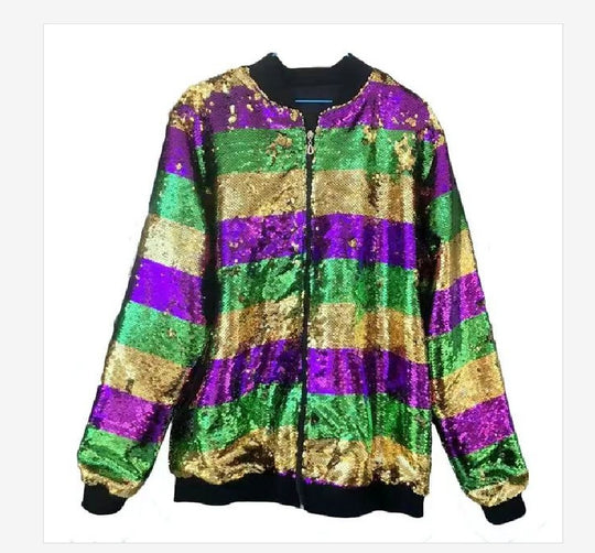 Damen Glitzernde Bomberjacke mit multicolore Pailletten R&B