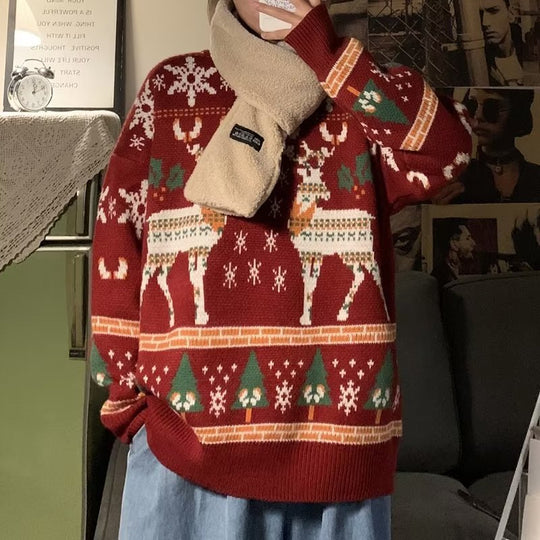 Damen festlicher Winterpullover mit Weihnachtsmotiven R&B