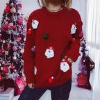 Damen Weihnachts-Pullover mit festlichem Santa-Motiv und strukturierter Strickqualität R&B