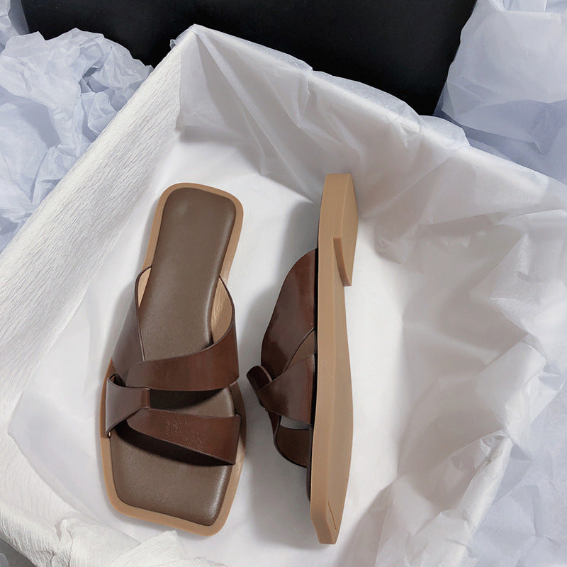 Damen elegante Zehentrenner-Sandalen mit geflochtenem Riemendesign und komfortablem Fußbett R&B