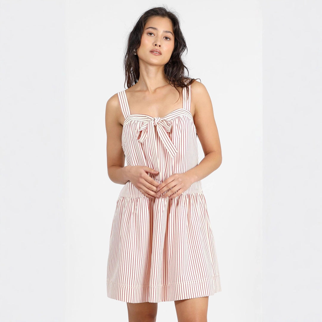 Damen luftiges Sommerkleid mit dekorativem Schleifenakzent R&B