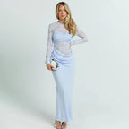 Damen Elegantes Spitzenmaxikleid mit taillierter Silhouette R&B