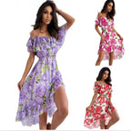 Damen Off-Shoulder Kleid mit Rüschendetails und floralem Druck R&B