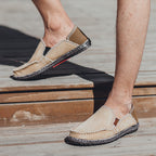 Damen lässige Slip-On Schuhe aus robustem Denim mit handgenähter Optik R&B