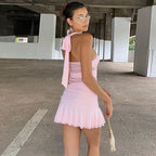Damen Verspieltes Wickelkleid mit Neckholder-Design und Raffung R&B