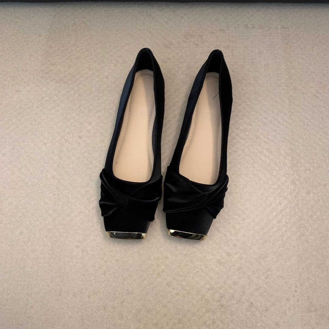 Damen Ballerinas mit eleganter Drapierung und glänzender Schuhspitze R&B