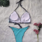 Damen Triangel-Bikini-Set mit geometrischem Design R&B