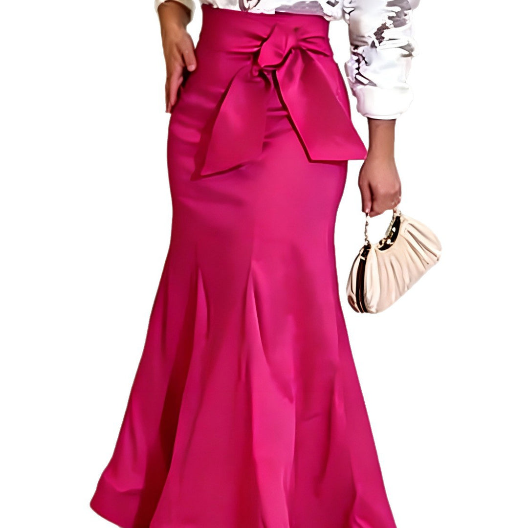 Damen Eleganter Maxi-Rock mit voluminösem Schleifenakzent R&B