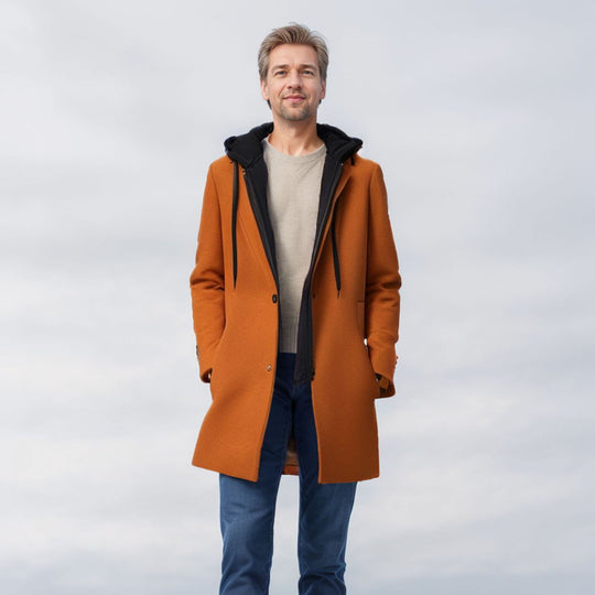 Damen eleganter Mantel mit abnehmbarer Kapuze und sportlichen Akzenten R&B