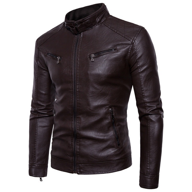 Herren stylische jacke mit modernem Stehkragen und Reißverschlüssen R&B