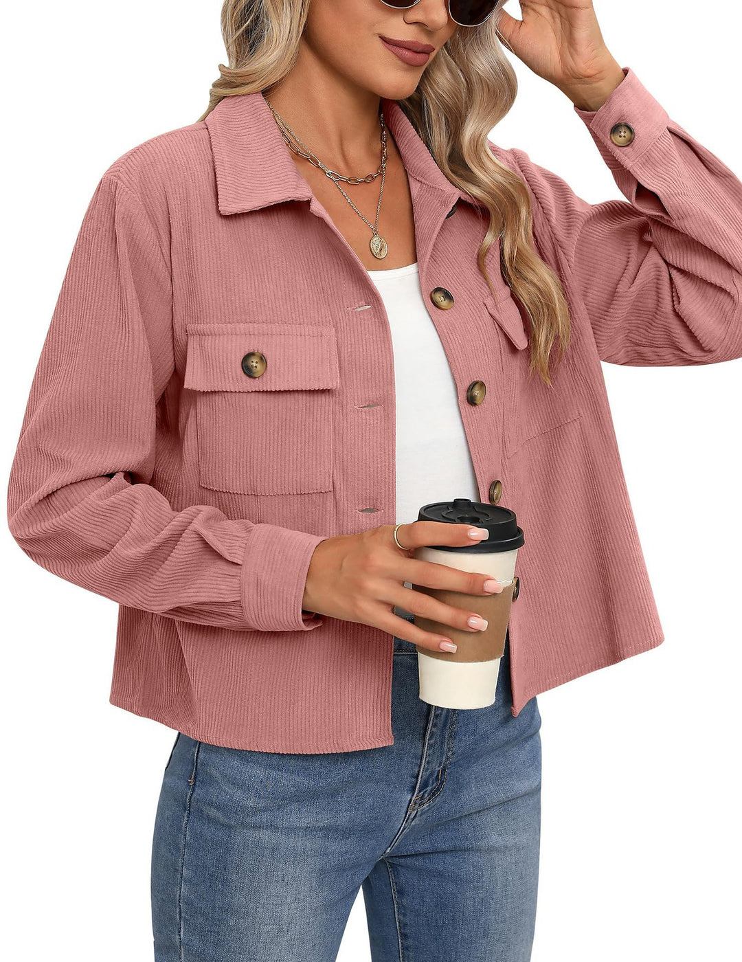 Damen Cordjacke mit zwei Brusttaschen R&B
