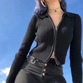 Damen Strickjacke mit Reißverschluss und Kragen R&B