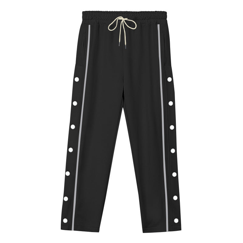 Unisex nan leichte Sport-Trainingshose mit Druckknopfleiste und elastischem Kordelbund R&B