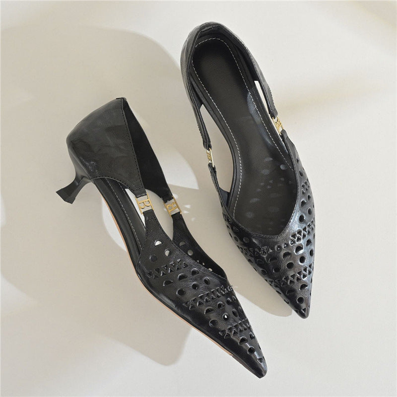 Damen spitze Slingback-Pumps mit dekorativer Perforierung R&B