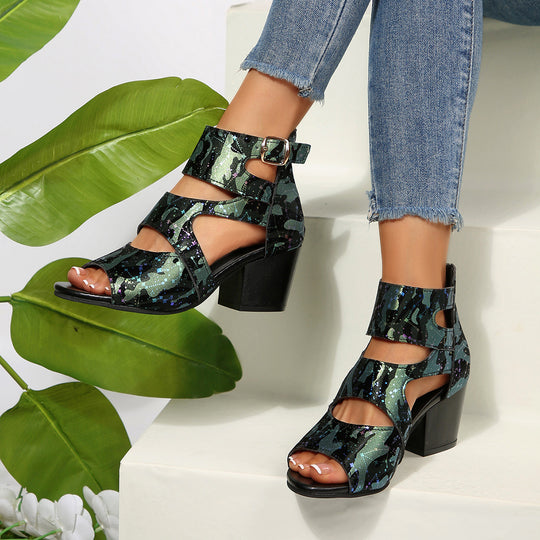 Damen Blockabsatz Sandalen R&B