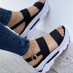 Damen Wedge-Sandalen mit modischem Riemen-Design und anatomisch geformtem Fußbett R&B