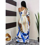 Damen Maxikleid mit asymmetrischem Schnitt und modernem Farbverlauf R&B