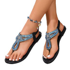 Damen Flache Sandalen mit funkelndem Design und verzierten Riemen R&B