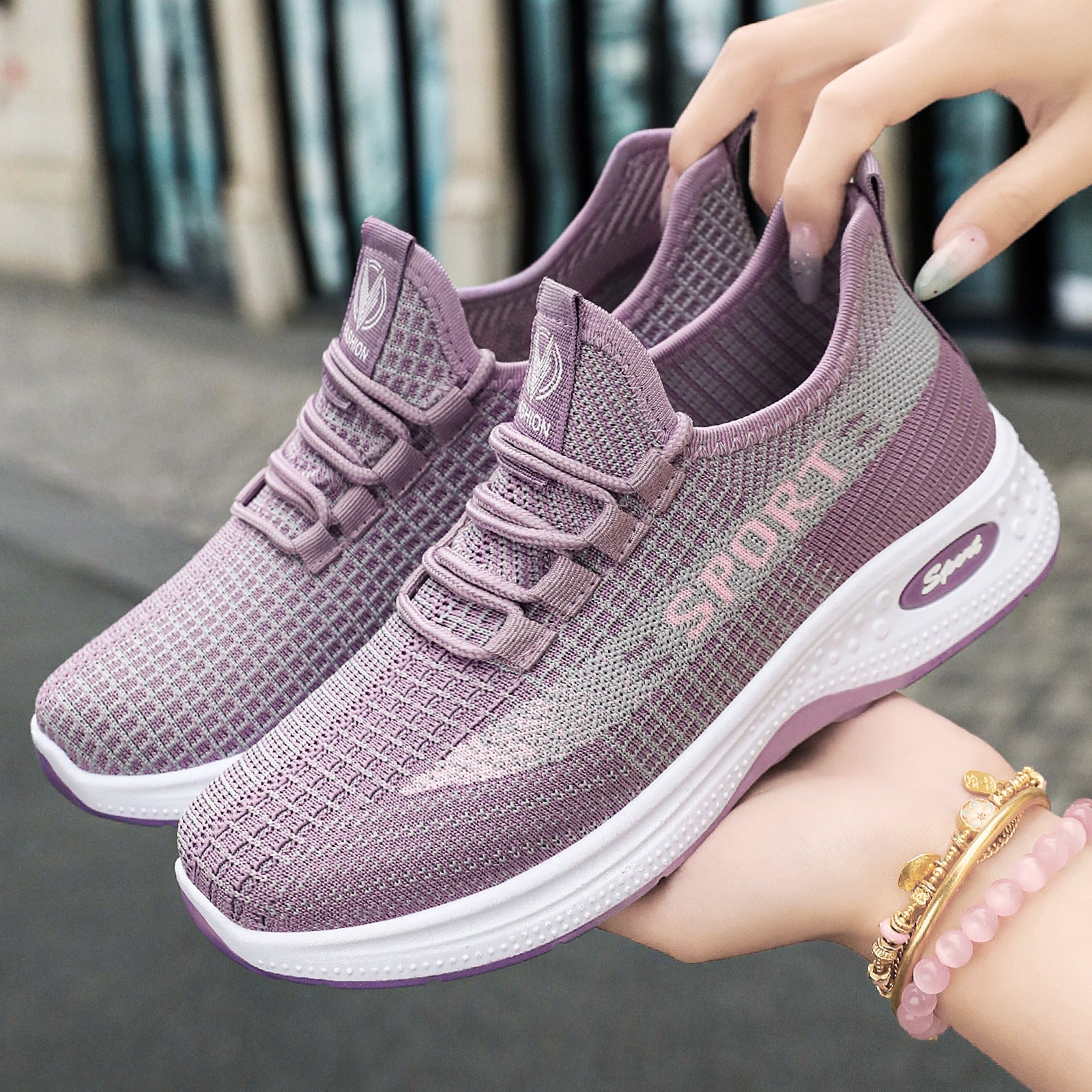 Damen Freizeitliche Sport-Sneaker mit atmungsaktivem Mesh-Obermaterial und flexibler Sohle R&B