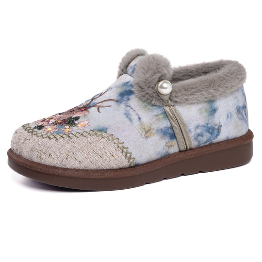 Damen Komfortable Hüttenschuhe mit kuscheligem Innenfutter und dekorativen Stickereien R&B