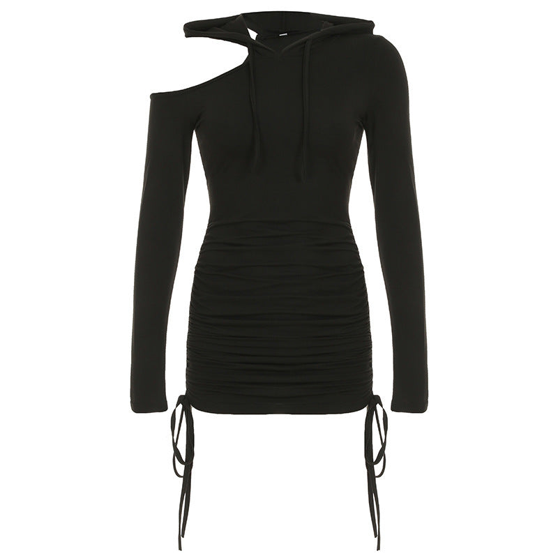 Damen Sportliches Hoodie-Kleid mit asymmetrischem Schnitt und Rüschendetails R&B