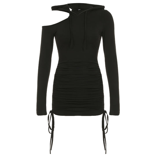 Damen Sportliches Hoodie-Kleid mit asymmetrischem Schnitt und Rüschendetails R&B