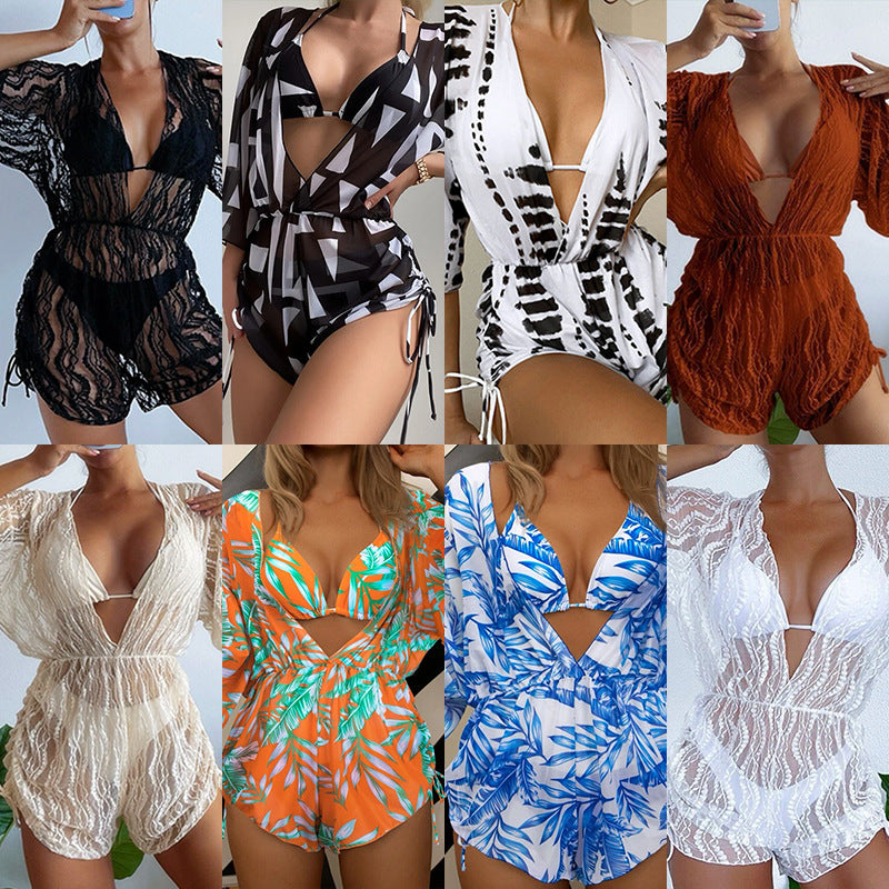 Damen Strand-Overall mit floralem Muster R&B
