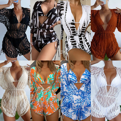Damen Strand-Overall mit floralem Muster R&B